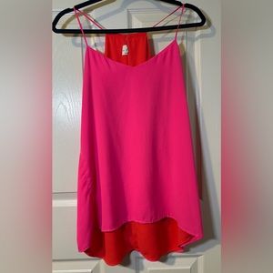 Reversible Express tank top blouse - neon pink and coral, size L